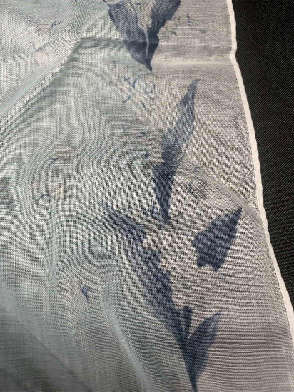 Dior Light Blue and Navy Floral Cotton Mini Scarf